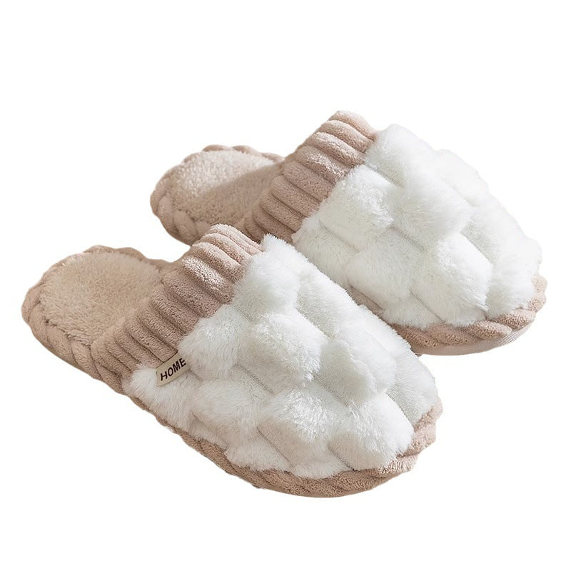 Fleece-Lined Cotton Home Slippers