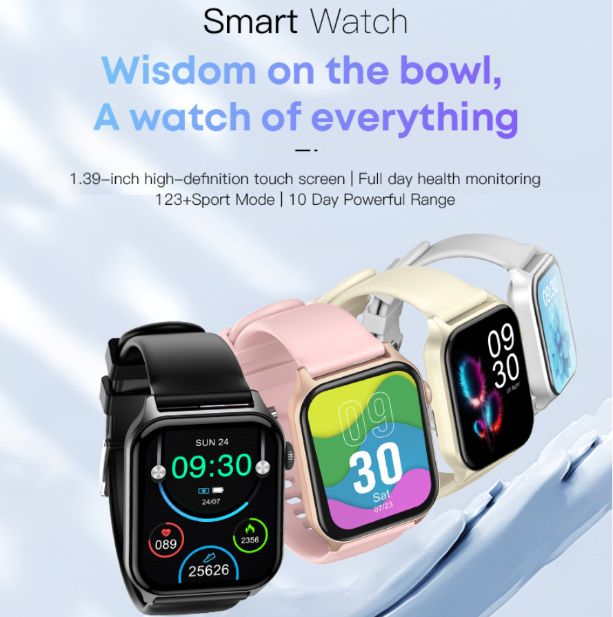 1.83" Screen Waterproof Smart Watch For Men Women - Black