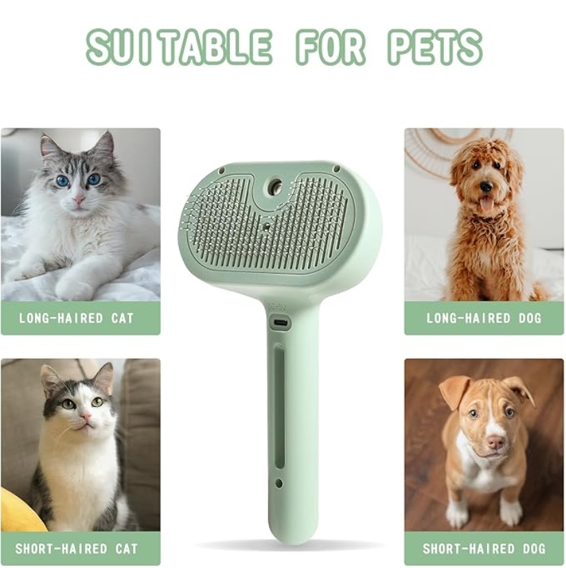 Spray Pet Brush For Shedding - Green