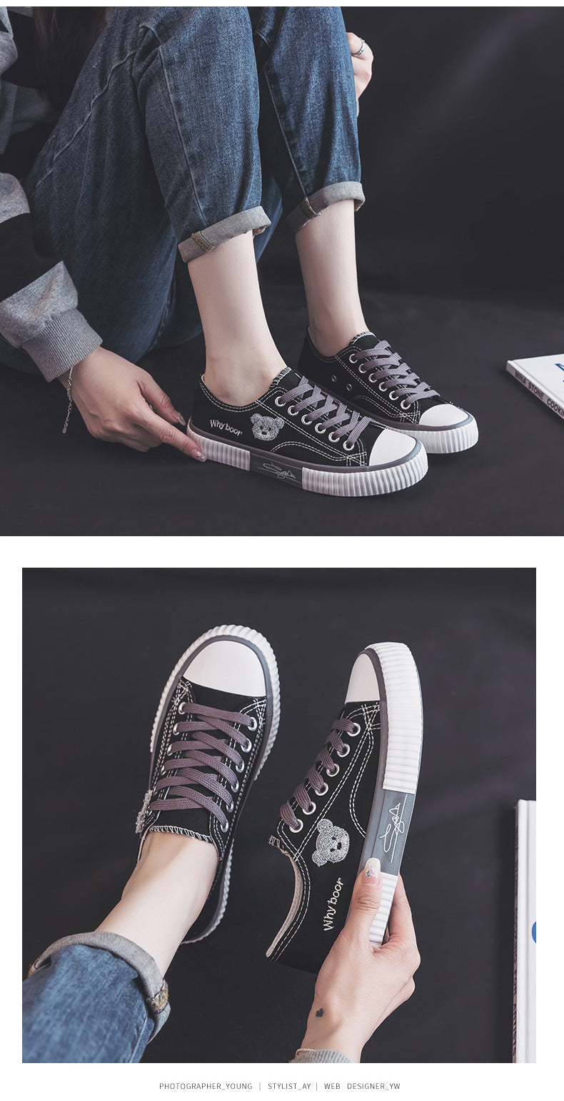 Women's Bear Canvas Sneakers