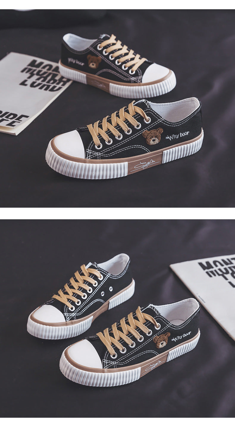 Women's Bear Canvas Sneakers