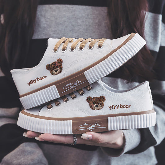 Women's Bear Canvas Sneakers