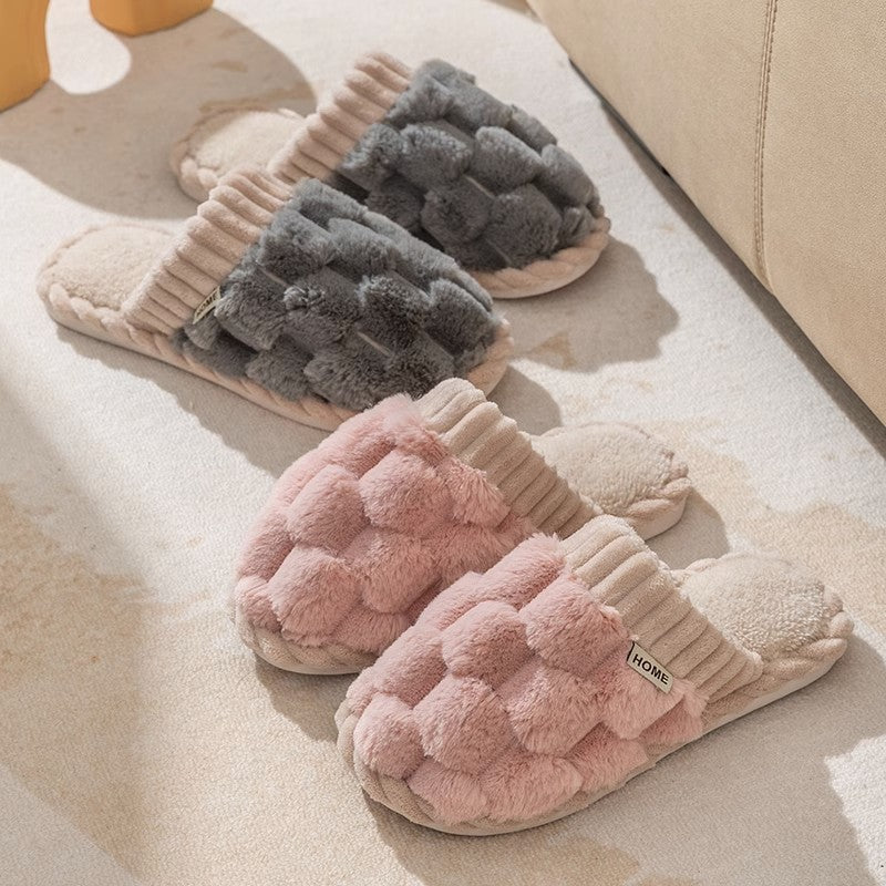 Fleece-Lined Cotton Home Slippers