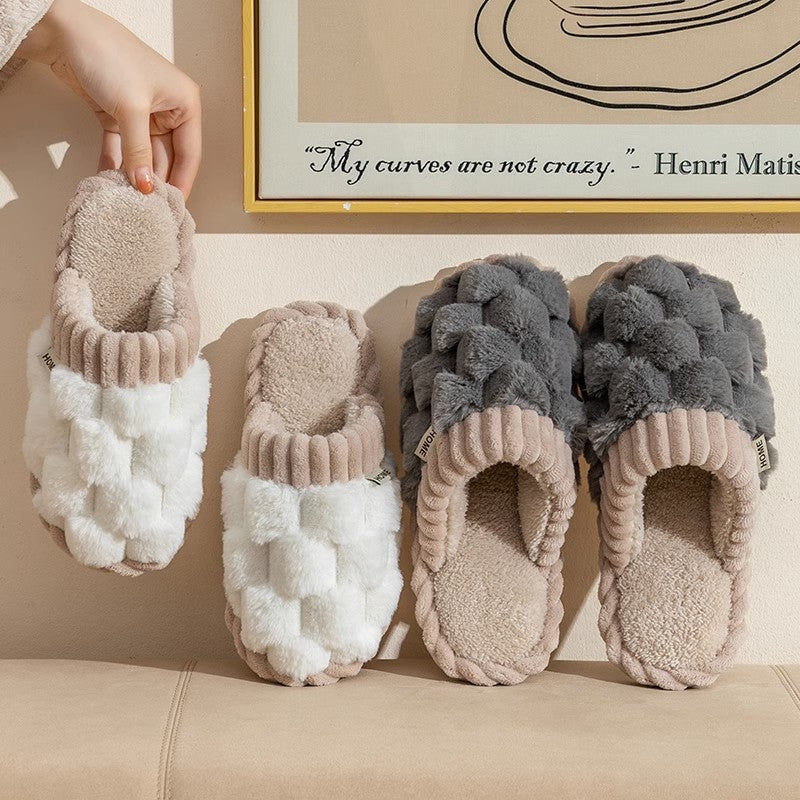 Fleece-Lined Cotton Home Slippers