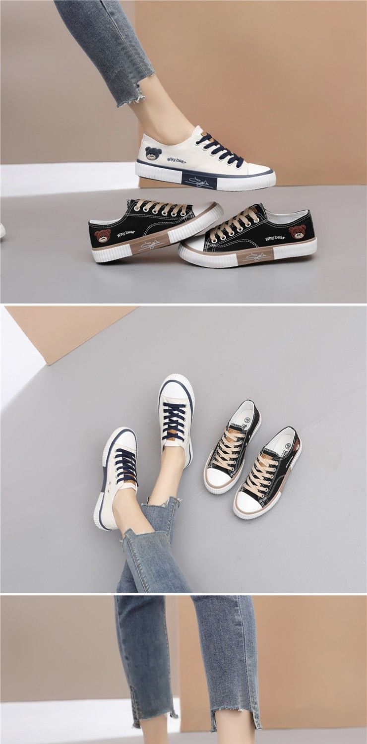 Women's Bear Canvas Sneakers