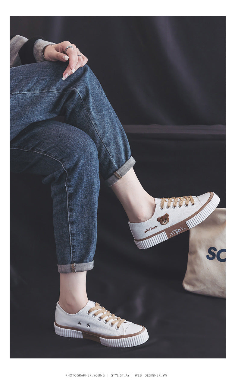 Women's Bear Canvas Sneakers