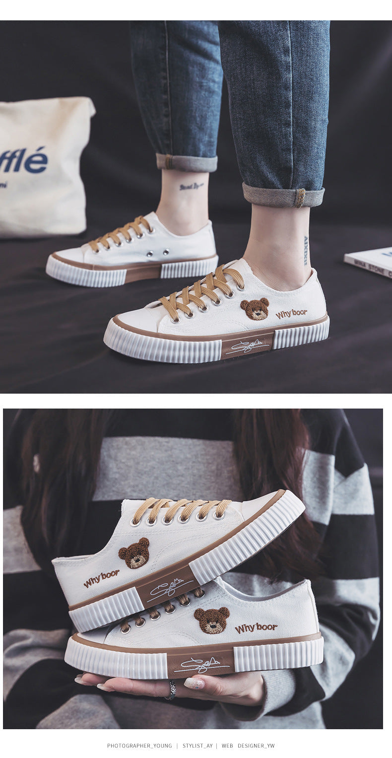 Women's Bear Canvas Sneakers