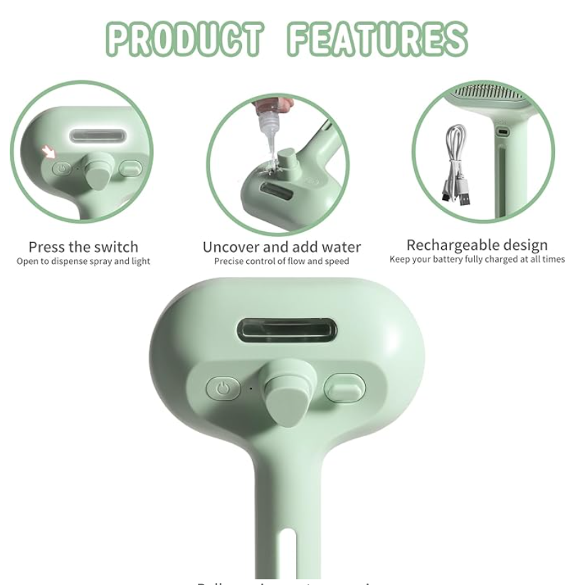 Spray Pet Brush For Shedding - Green